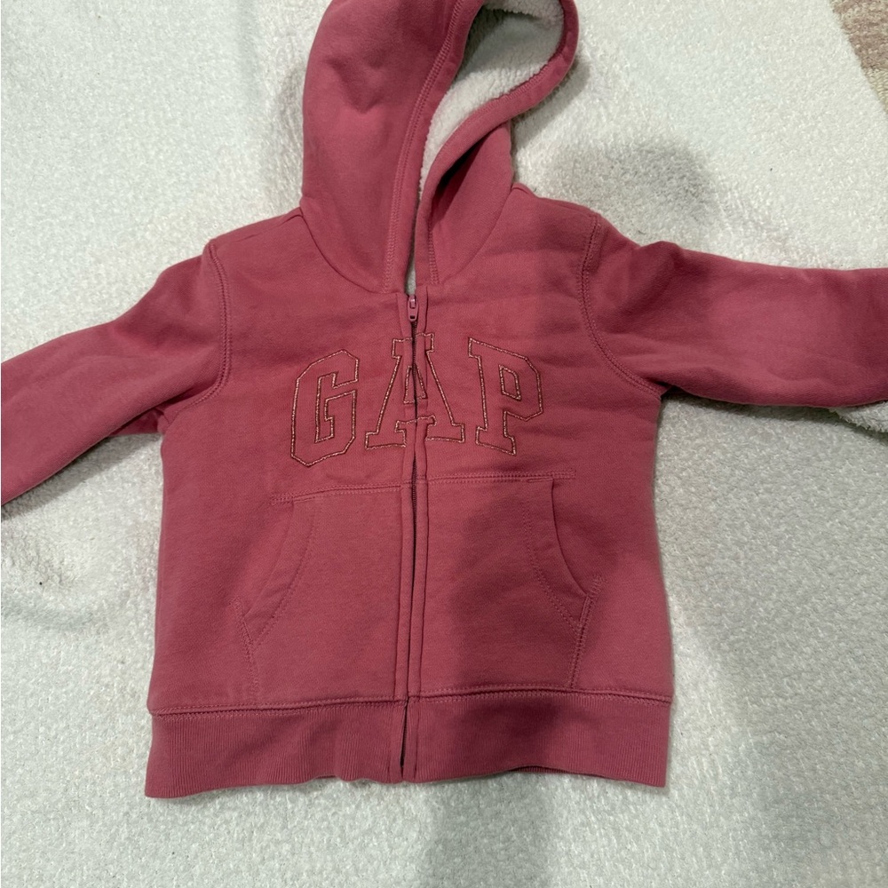 GAP Baby 18-24 months Rose Hoodie (fur inside) Like New